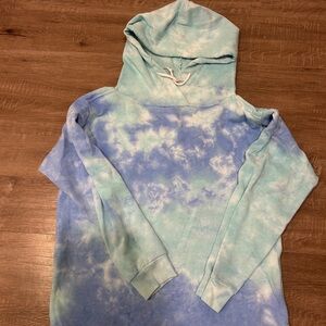 Victoria Secret Pink Blue and Green Tie-Dye Hoodie Size Small